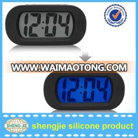 LCD Large Simple Display Blue Cube Snooze LED Digital Desk Alarm Clock