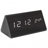 Office Decoration Wooden Digital Alarm Clock Multi-Functional LED Smart Alarm Clock USB Interface Sound Control