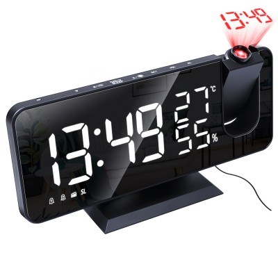 2020 New LED Smart Electronic Desktop Table Desk LED Laser Ceiling Digital Projection Alarm Clock With Radio and Weather Station