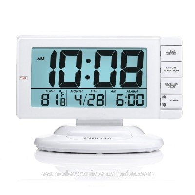 Digital Large Display Alarm Clock With Smart Nightlight And Snooze,Time,Date,Indoor Temperature Display For Home Deco