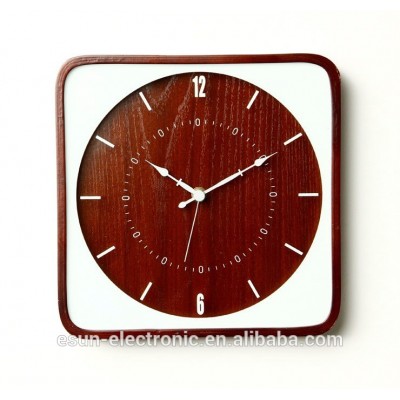 2015 New design ESUN 10 inch square wood wall clock/ Decorative art clock/10 inch Wall clock/ promotional gift