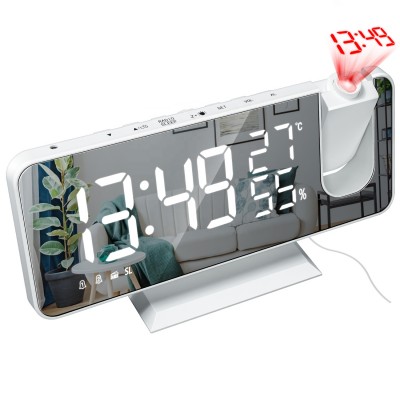 2020 Patent Amazon Best Seller Desktop Electric Digital Projection Mini Light Alarm Table Mirror LED Clock With Time Projector